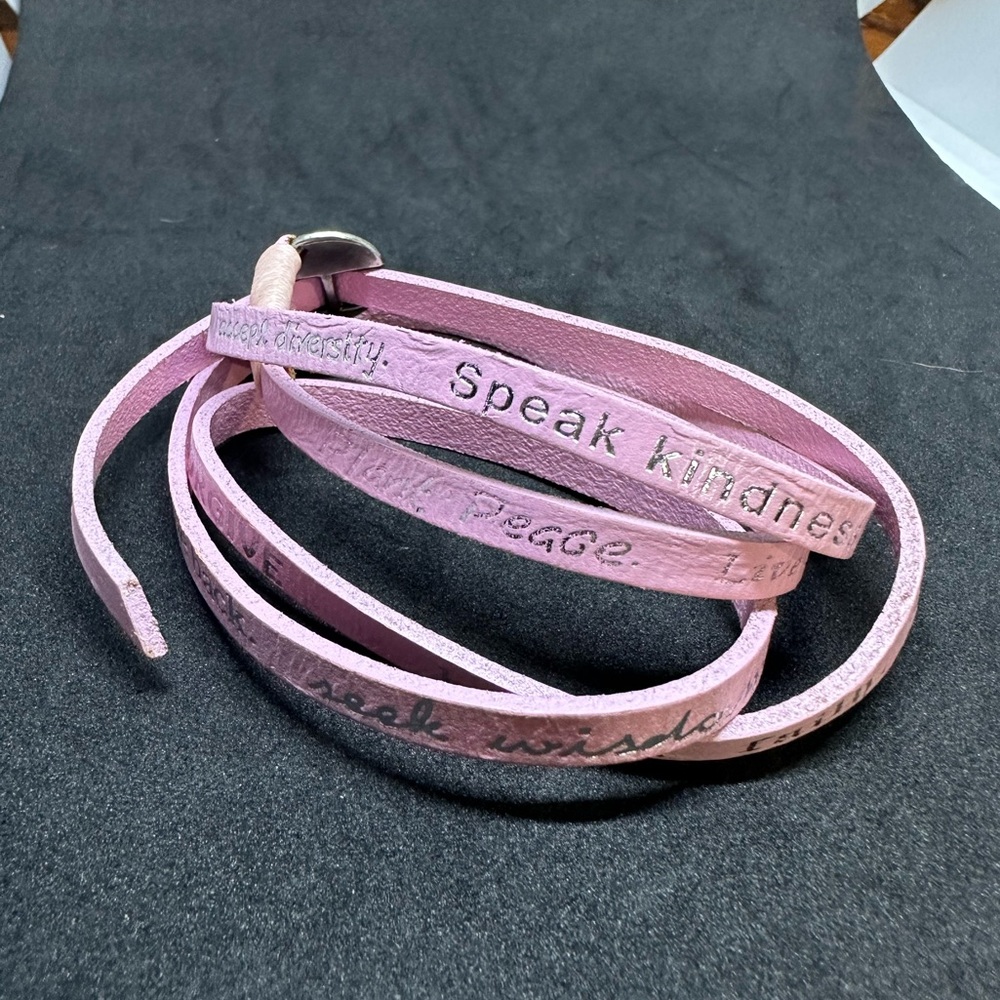 Leather wrap inspirational bracelet